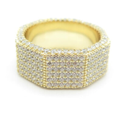 925 Sterling Silver Gold Plated C Z All Around Eternity Band Ring Size 12.75