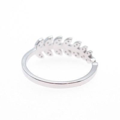 925 Sterling Silver Round-Cut C Z Laurel Leaf Ring Size 8.75