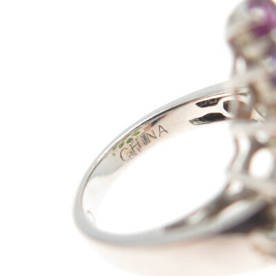 925 Sterling Silver Amethyst Topaz Citrine Tanzanite Peridot Gem Ring Size 6.25