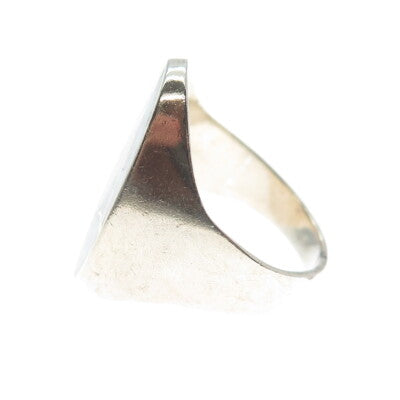 Old Pawn 925 Sterling Silver Vintage Southwestern Turquoise Inlay Ring Size 8.5
