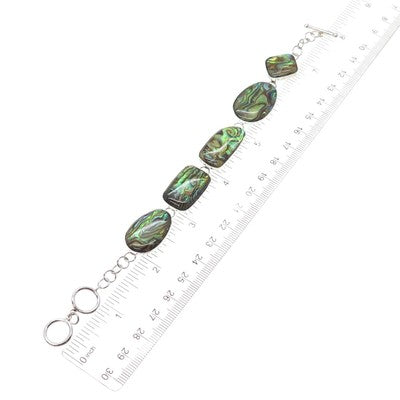 LUCAS LAMETH LUC 925 Sterling Silver Vintage Real Abalone Shell Bracelet 7-8"
