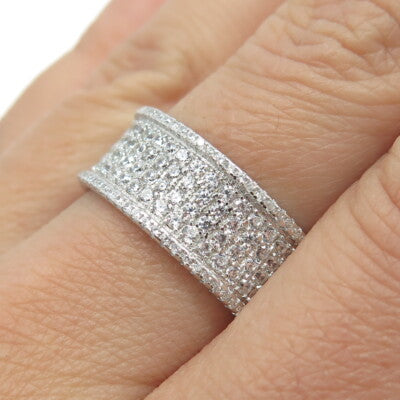 925 Sterling Silver C Z All Around Eternity Band Ring Size 9.75