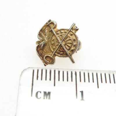 925 Sterling Silver Gold Plated Antique WWII US Army Quartermaster Officer Pin