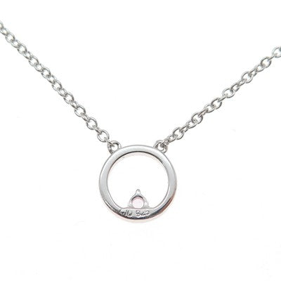 CLYDE DUNEIER CID 925 Sterling Real Diamond Sapphire Circle of Life Necklace 18"