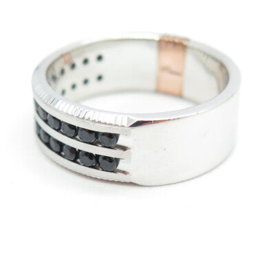 P. NINA 925 Sterling Silver 2-Tone Black C Z Ring Size 10.25