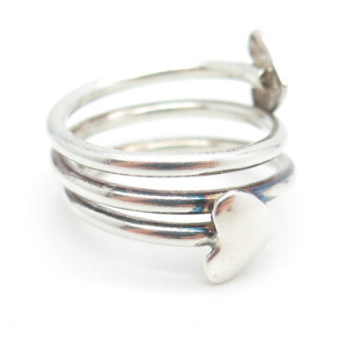 925 Sterling Silver Vintage Heart Spiral Ring Size 8.25