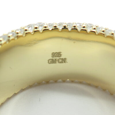 925 Sterling Silver Gold Plated C Z All Around Eternity Band Ring Size 12.75