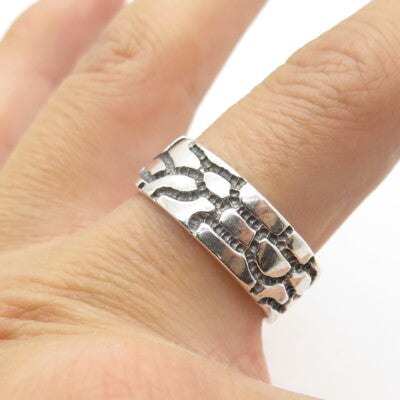925 Sterling Silver Vintage Desert Crack Band Ring Size 10