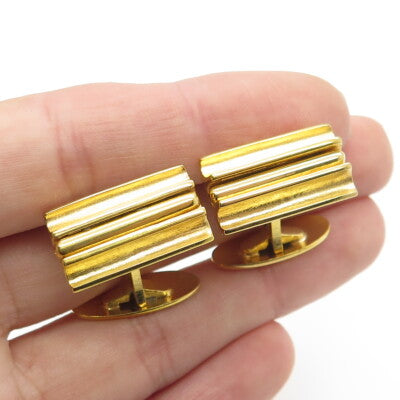J. MEC 925S Sterling Silver Gold Plated Vintage Scandinavian Modernist Cufflinks