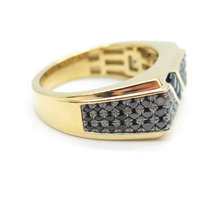 925 Sterling Silver Gold Plated Black C Z Ring Size 10