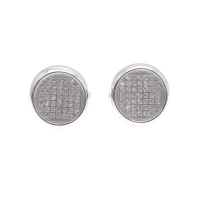 925 Sterling Silver Round-Cut C Z Sparkle Disc Stud Earrings