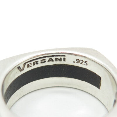VERSANI 925 Sterling Silver Vintage Wood Band Ring Size 12