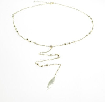 925 Sterling Silver Gold Plated Ball By The Yard Lariat Chain Necklace 20-22"