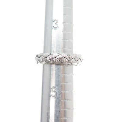 925 Sterling Silver Real Round-Cut Diamond Woven Band Ring Size 4.25
