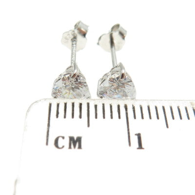 925 Sterling Silver Heart-Cut Shaped White C Z Stud Earrings