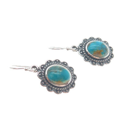 DESERT WIND 925 Sterling Silver Southwestern Real Turquoise Dangle Earrings