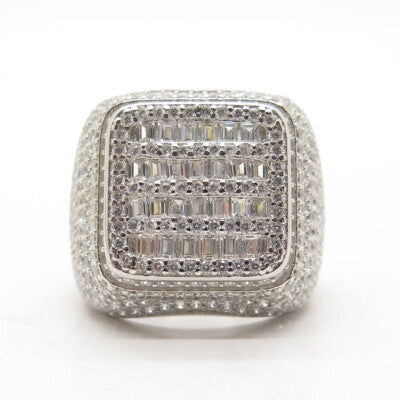 925 Sterling Silver Pave Multi-C Z Domed Ring Size 8.25