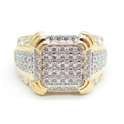 925 Sterling Silver Gold Plated Pave C Z Ring Size 10