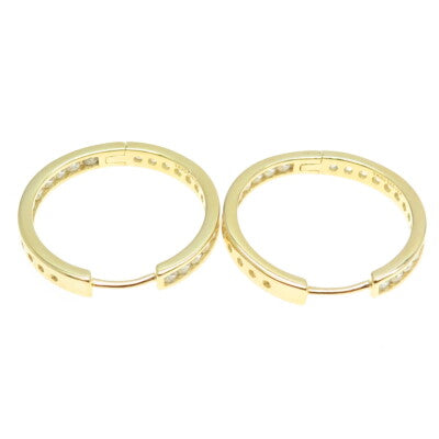 925 Sterling Silver Gold Plated Round-Cut C Z In & Out Hoop Earrings