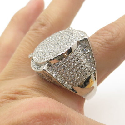 925 Sterling Silver Pave C Z Domed Ring Size 10.25