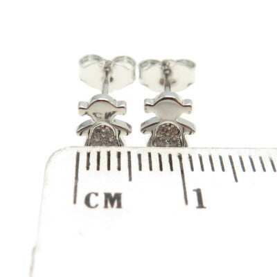 925 Sterling Silver Round-Cut C Z Baby Girl Stud Earrings