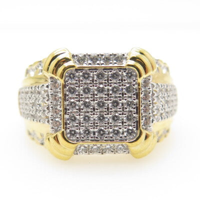 925 Sterling Silver Gold Plated Pave C Z Ring Size 10.25