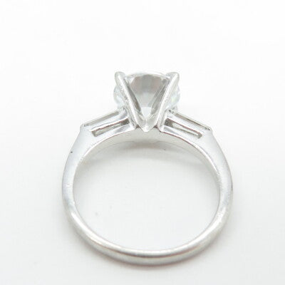 925 Sterling Silver RSC Round & Tapered Baguette C Z Engagement Ring Size 6