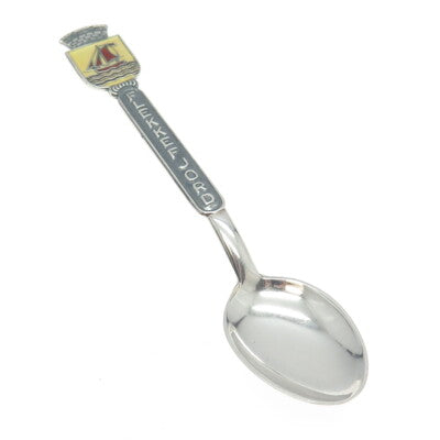AKSEL HOLMSEN 925S Sterling Silver Vintage Norway Enamel Flekkefjord Spoon