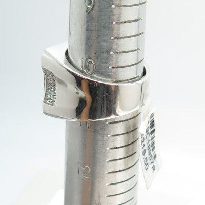 925 Sterling Silver Pave C Z Domed Ring Size 11