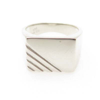 925 Sterling Silver Striped Signet Ring Size 10.25