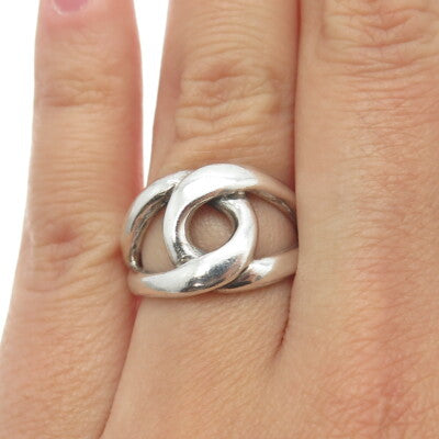 925 Sterling Silver Vintage Loop Modernist Ring Size 6.5