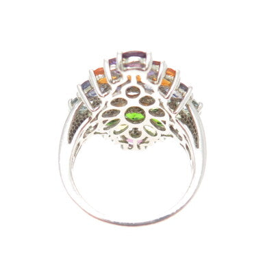 925 Sterling Silver Amethyst Topaz Citrine Tanzanite Peridot Gem Ring Size 6.25