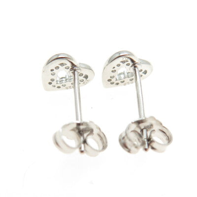 925 Sterling Silver Round-Cut C Z Heart Stud Earrings