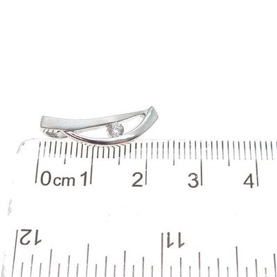 925 Sterling Silver Round-Cut C Z Modernist Minimalist Slide Charm Pendant