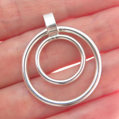 925 Sterling Silver Vintage Double Circle of Life Pendant
