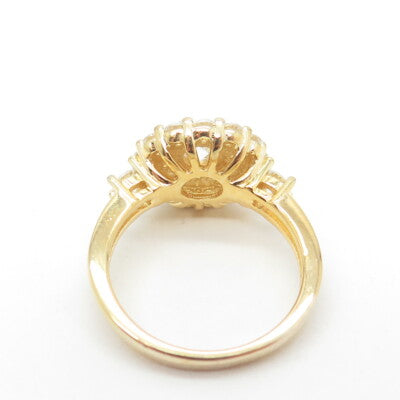 MILOR 925 Sterling Silver Gold Plated Italy Round-Cut Shaped C Z Ring Size 6.25