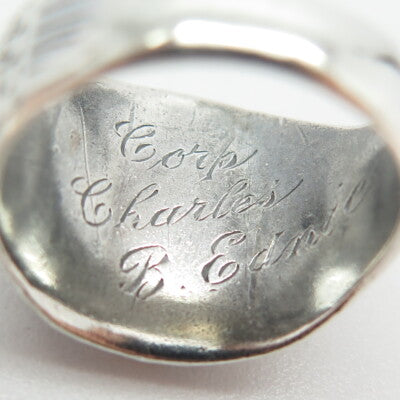 925 Sterling Silver Antique WWII US Army Recruiting Command Ring Size 7.25
