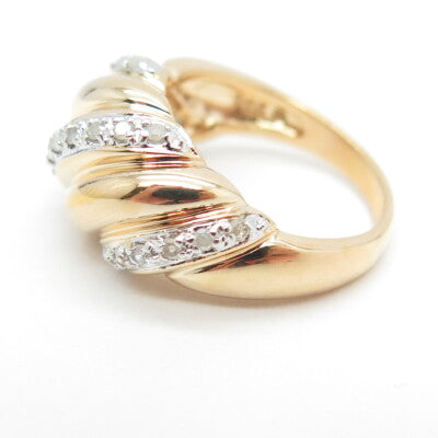 ROSS SIMONS 925 Sterling Silver Gold Plated Real Round-Cut Diamond Ring Size 6