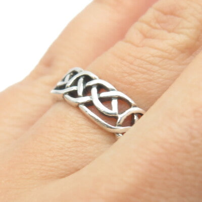 925 Sterling Silver Vintage Celtic Knot Band Ring Size 7.25