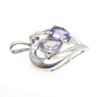 925 Sterling Silver Purple & Lavander-Color C Z Heart Pendant