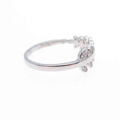 925 Sterling Silver Round-Cut C Z Laurel Leaf Ring Size 8.75