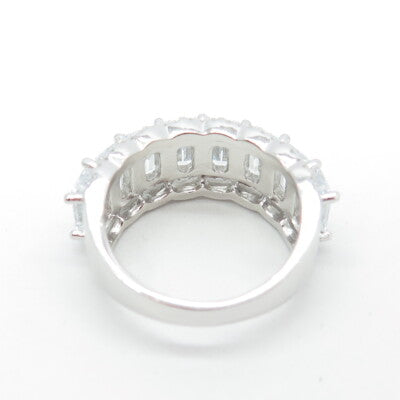 925 Sterling Silver Emerald-Cut Shaped C Z Ring Size 7