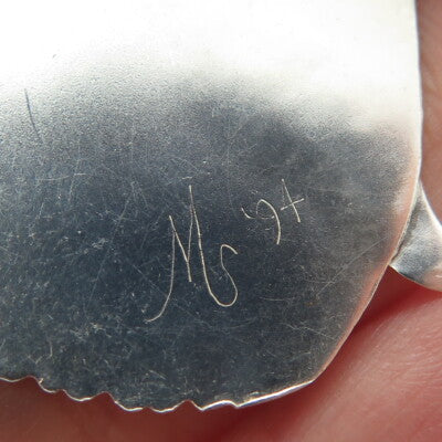 925 Sterling Silver Vintage MS 1994 Real Sapphire Modernist Fish Pendant