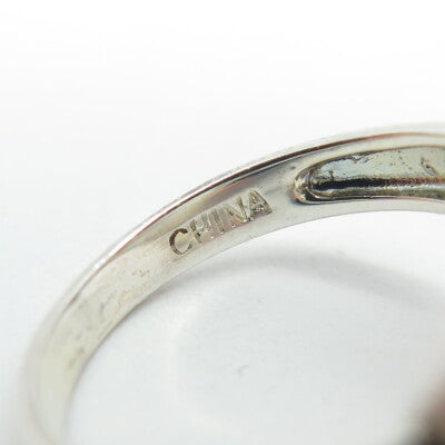ROSS SIMONS 925 Sterling Silver Red Enamel Heart Mesh Ring Size 6