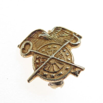 925 Sterling Silver Gold Plated Antique WWII US Army Quartermaster Officer Pin