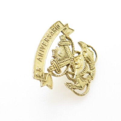 925 Sterling Silver Gold Plated Vintage 25 Aniversario Navy Academy Cadet's Pin