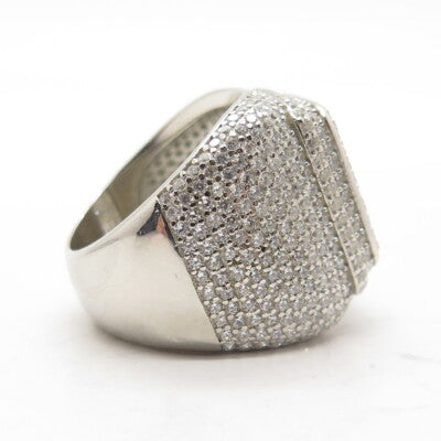 925 Sterling Silver Pave Multi-C Z Domed Ring Size 8.25