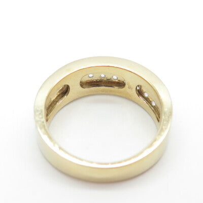 925 Sterling Silver 2-Tone Round-Cut Shaped C Z Ring Size 10