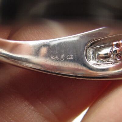 P. NINA 925 Sterling Silver 2-Tone White & Black C Z Ring Size 10