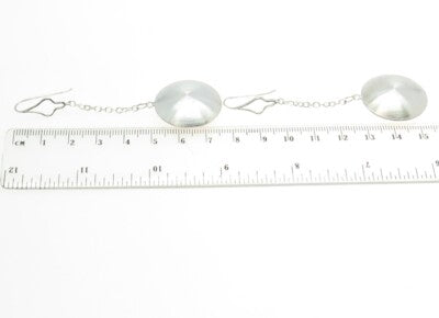 925 Sterling Silver Disc on Chain Drop Dangling Earrings